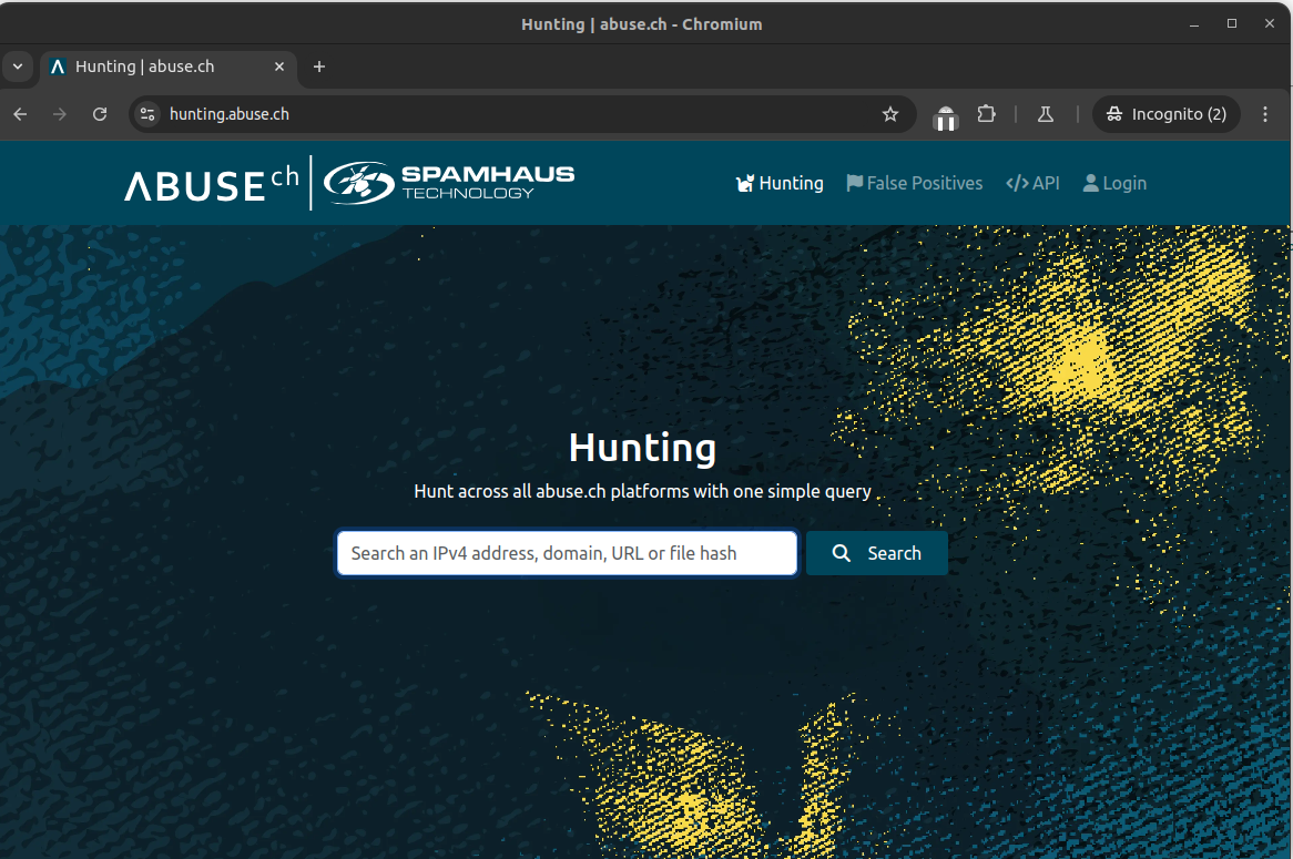 Screenshot of an abuse.ch's Hunting Platform